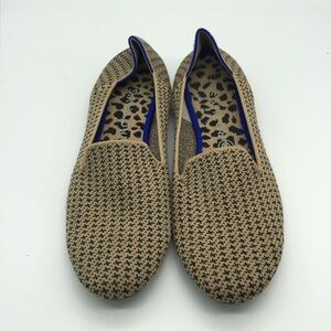 Rothy’s The Loafer Tan and Black with Golden thread Houndstooth